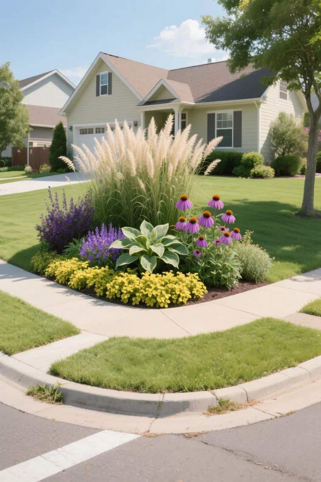 12 Absolutely Cheerful Corner Lot Landscaping Front Yards Ideas To ... regarding How to Balance Traffic Visibility and Beauty on Corner Properties