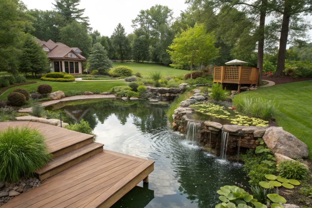 19+ Stunning Large Pond Landscaping Ideas regarding Pond Landscaping