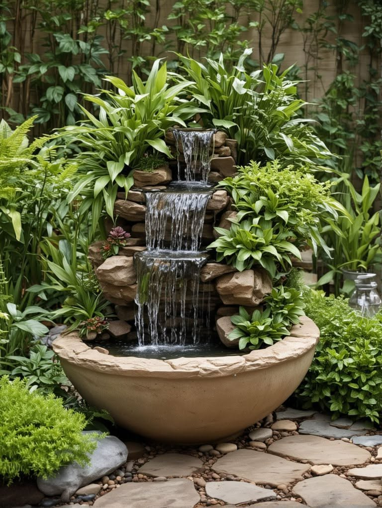 27 Small Garden Waterfalls – The Diy Desire | Small Garden Waterfalls ... inside Cheap Water Feature Ideas Backyard
