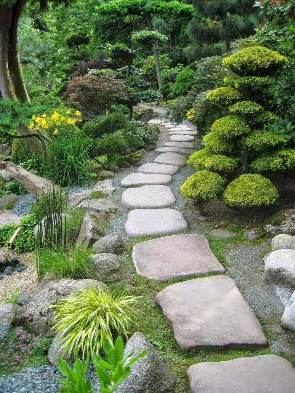 50 Very Creative And Inspiring Garden Stone Pathway Ideas Rock Garden ... throughout Turning an Empty Yard Into a Cohesive Landscape With Strategic Path Placement