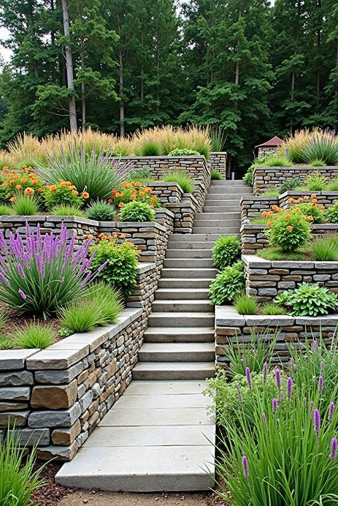 53 Steep Hillside Landscaping Ideas For Challenging Slopes for Designing Functional Pathways and Steps for Challenging Hillside Terrain