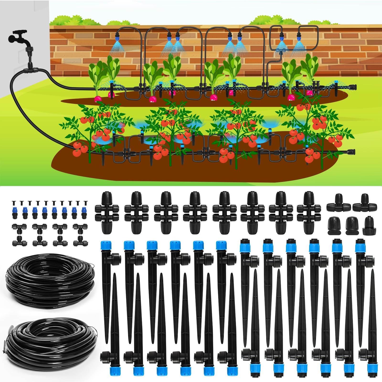 Bonviee Drip Irrigation System, 230Ft Garden Watering System With Quick ... regarding Comparing Soaker Hoses and Drip Lines for Cost Effective Bed Watering