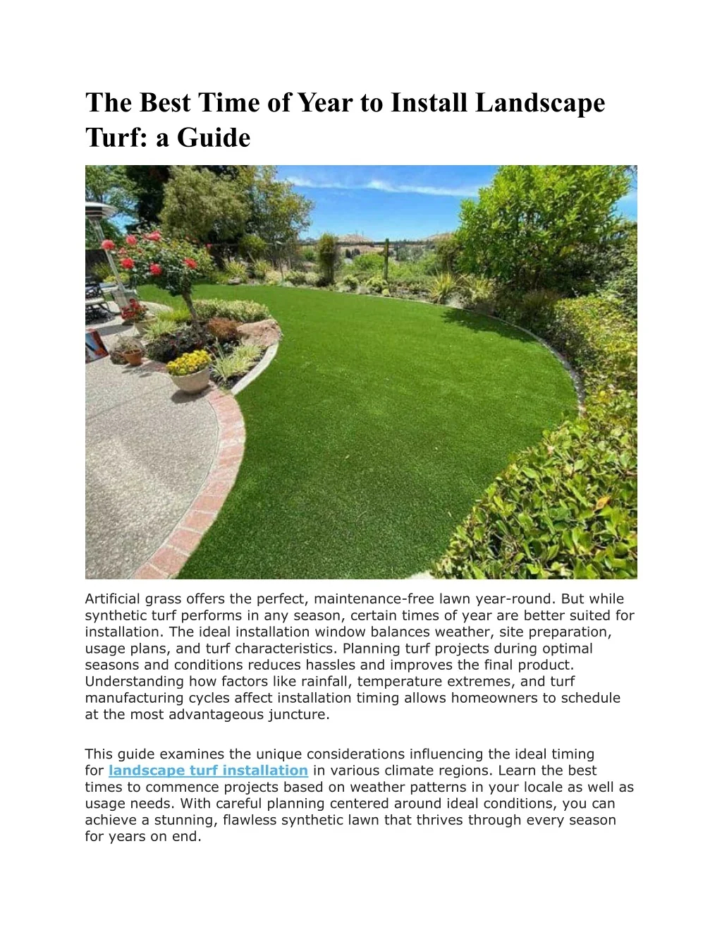 Ppt - The Best Time Of Year To Install Landscape Turf A Guide ... with regard to How to Slash Your Outdoor Renovation Costs by Timing It Right This Year