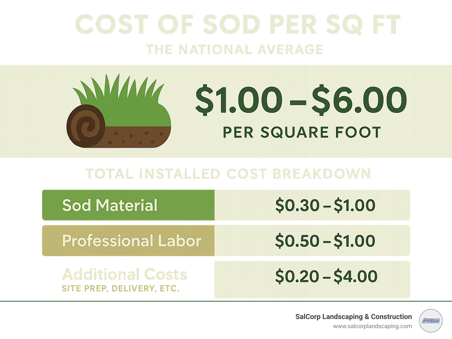 The Real Cost of Sod Per Square Foot in 2026 and What Drives the Price
