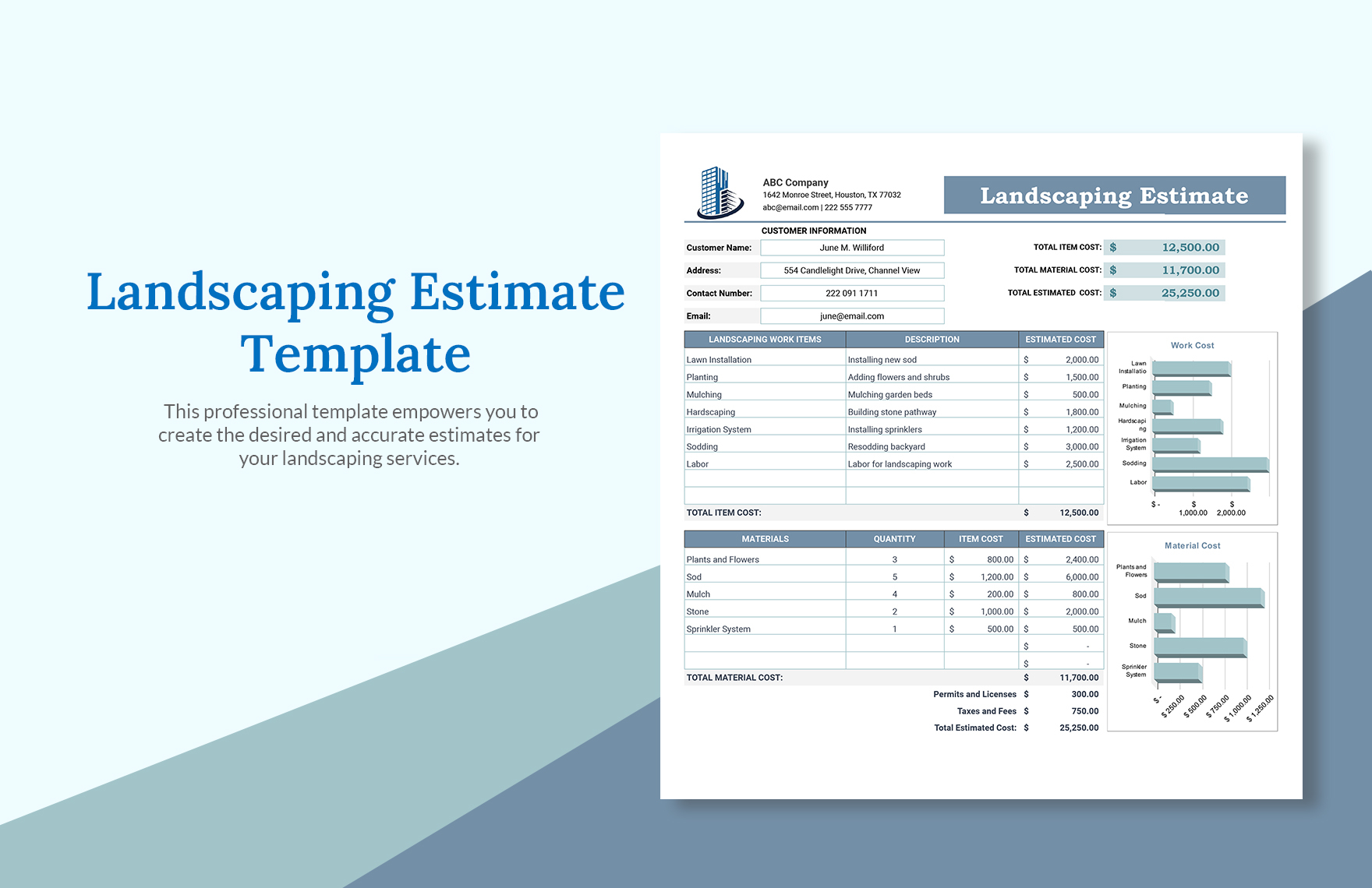 Free Landscape Estimate Templates, Editable And Printable for How To Negotiate Landscaping Quotes
