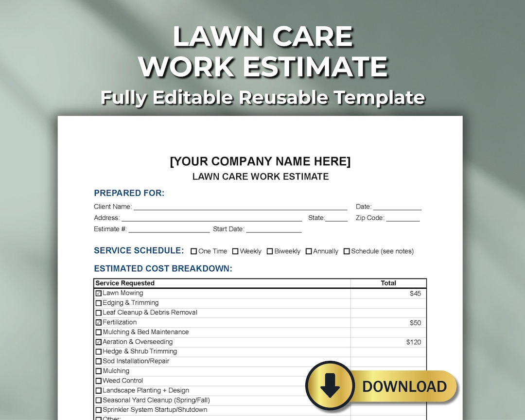 Lawn Care Estimate Template: Landscaping Service Quote (Pdf, Word ... with regard to How To Negotiate Landscaping Quotes