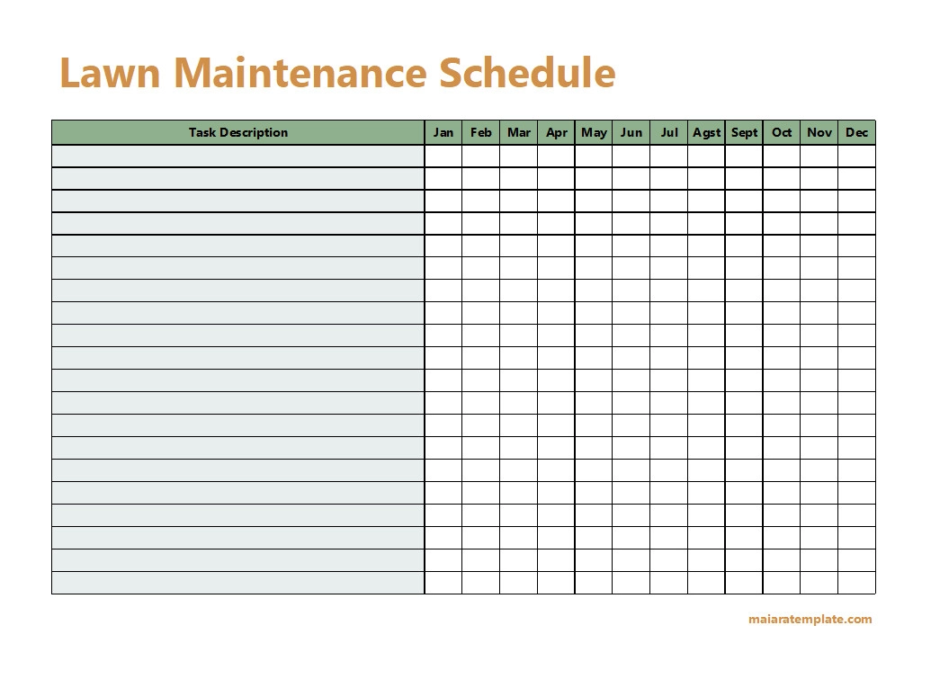 Printable Lawn Maintenance Schedule Template within Organic Lawn Fertilizer Schedule