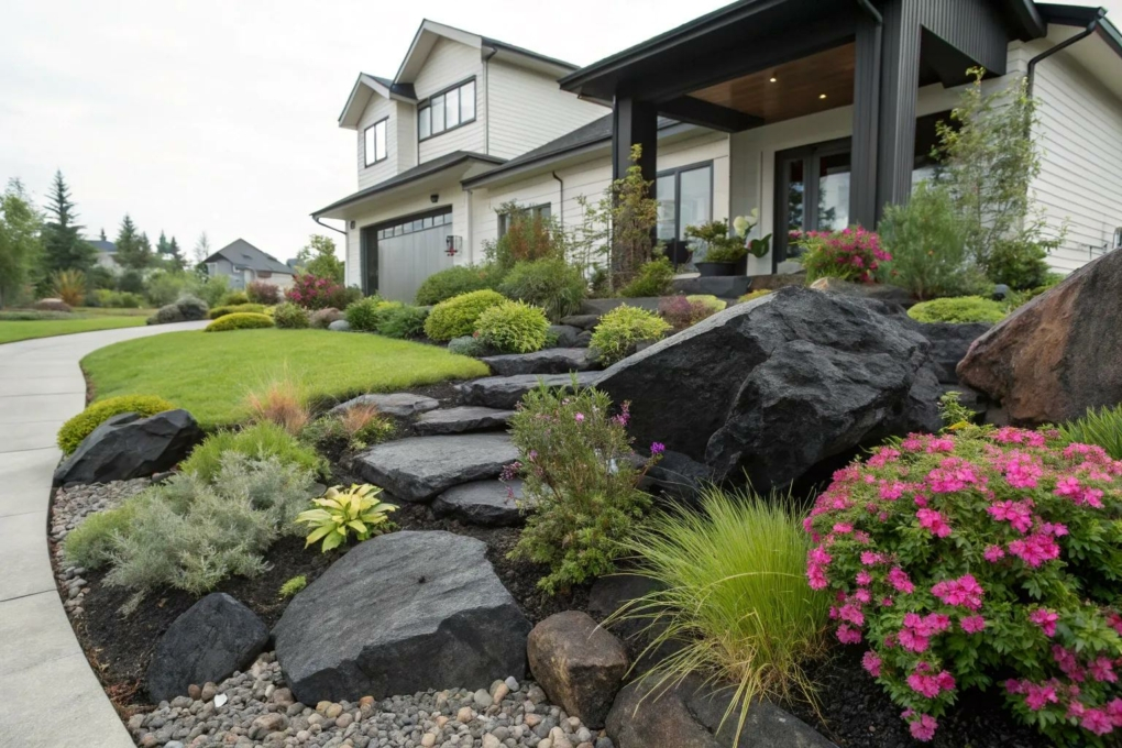 15+ Stunning Landscaping Pictures With Rock Ideas with regard to Decorative Rock Landscaping Ideas Front Yard