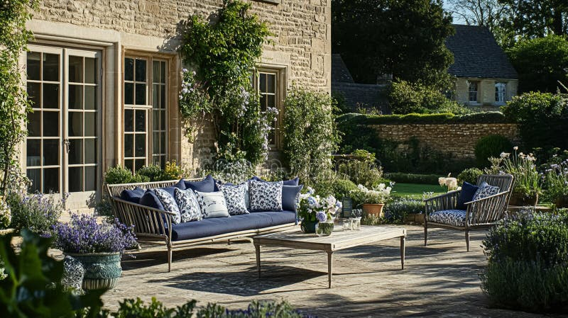 Elegant Outdoor English Gardens And Seating Areas, Featuring Lush ... with Backyard Seating Area Landscaping Ideas