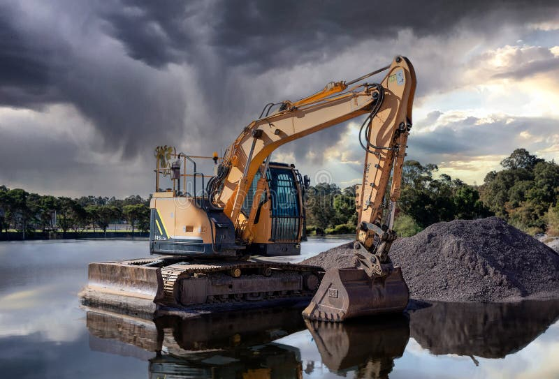 Heavy Construction Machinery In Flood Stock Photo - Image Of Climate ... with Financial Traps of Heavy Machinery and How to Choose Wisely