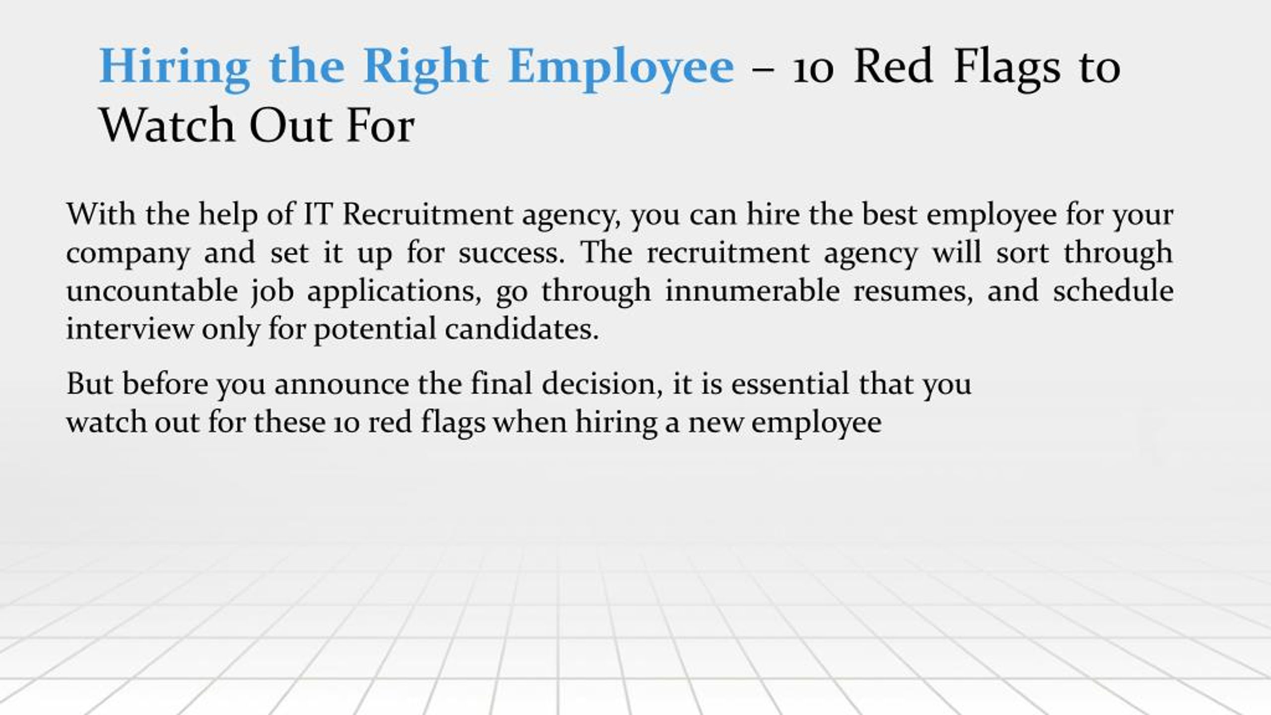 Ppt - Hiring The Right Employee- 10 Red Flags To Watch Out For ... throughout Red Flags to Watch For Before Hiring Anyone to Work on Your Lawn This Year