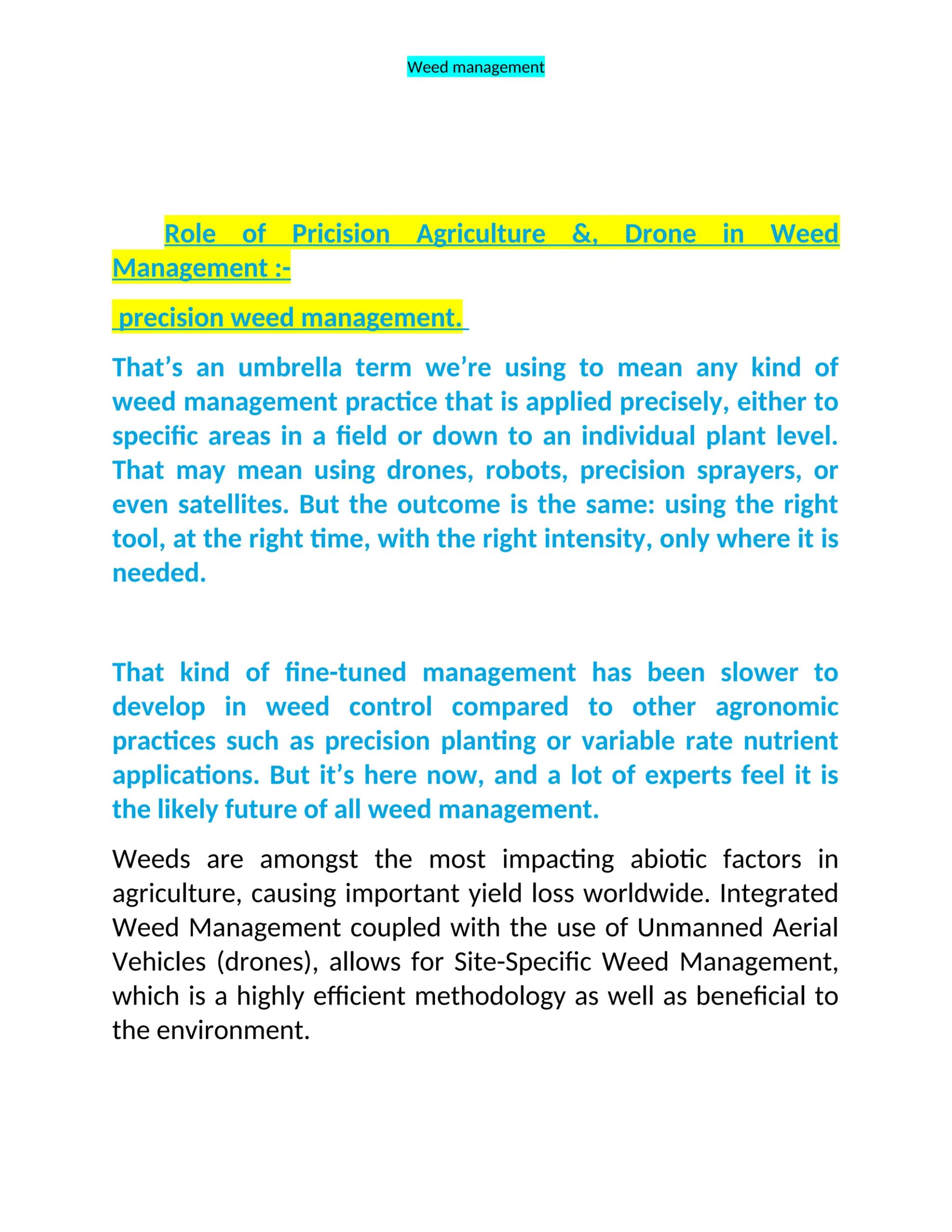 Role Of Pricision Agriculture And Drones In Rainfed Farming, | Doc in How Much Does Weed Control Service Cost