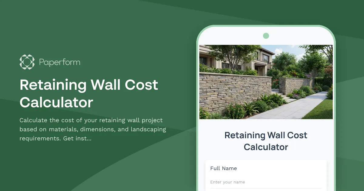 Retaining Wall Cost Calculator - Estimate Your Project Budget | Paperform pertaining to Why Retaining Wall Prices Vary and How to Plan Your Project Wisely