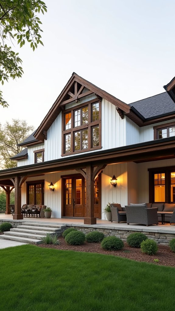 23 Modern Farmhouse Exteriors With Wood Accents For Natural Beauty pertaining to Pergola Landscaping Ideas Backyard